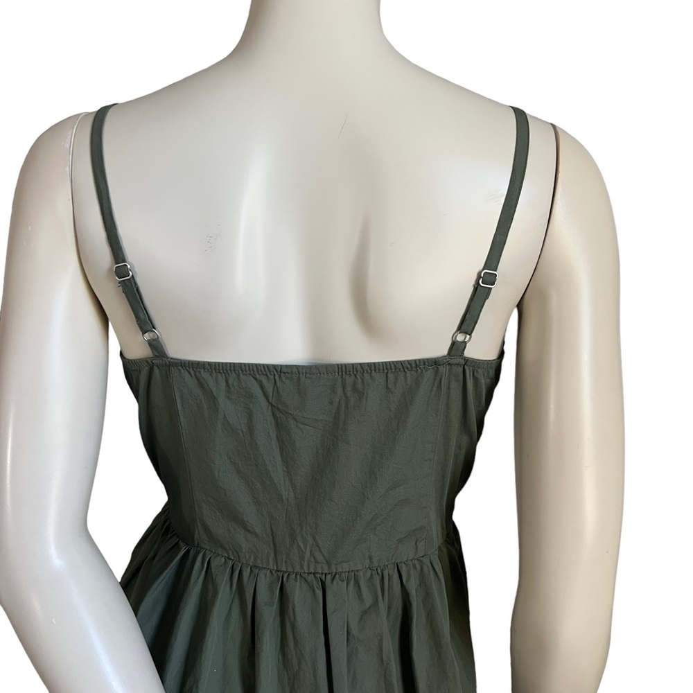 Who What Wear | Womens 100% Cotton Army Green  Button Up Wide Hem Midi Dress | M - Picture 12 of 17